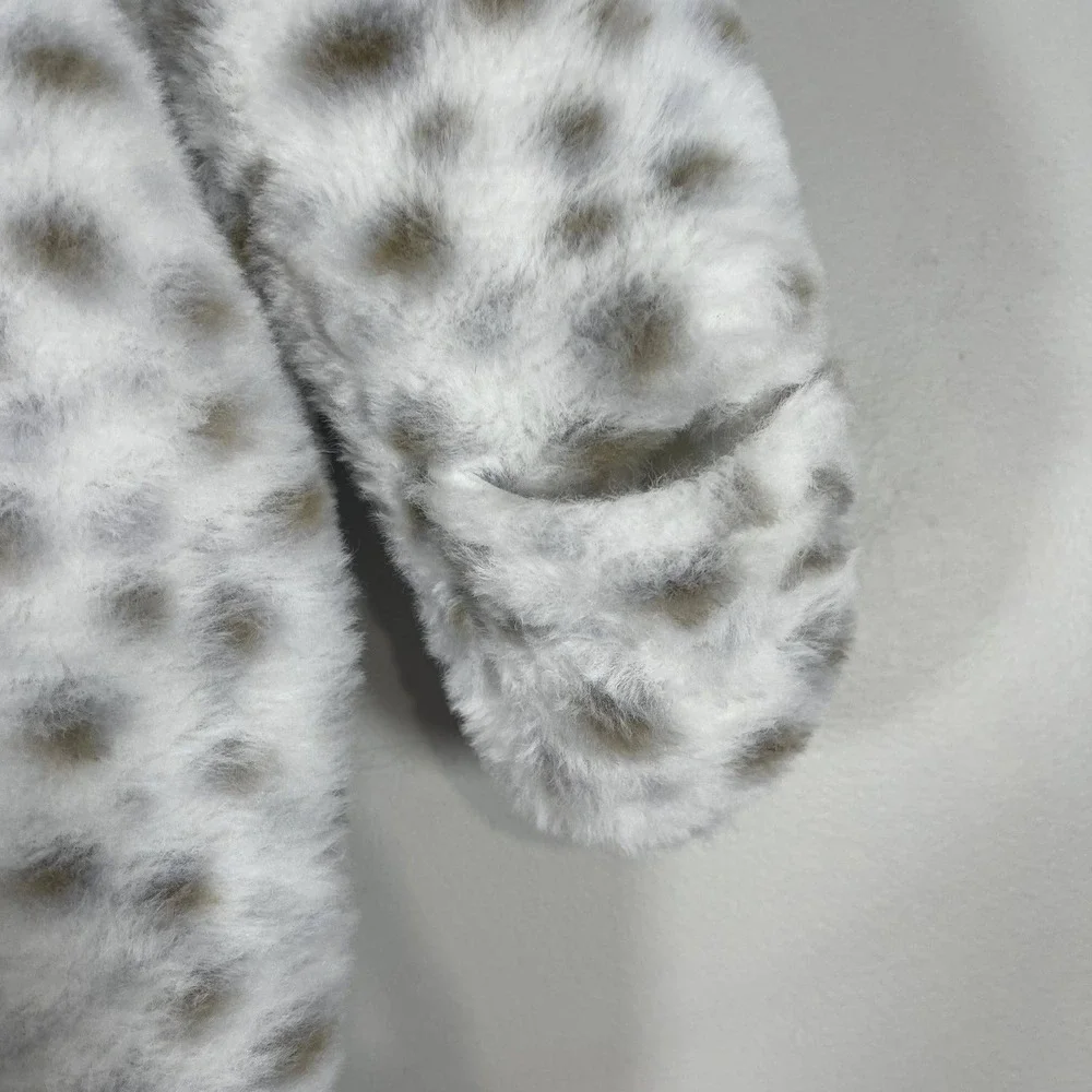 First Wish Snowsuit Baby Girl Infant 9-12 Mon Leopard Print Faux Fur Snow Bib‎